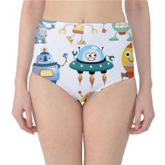 Vector-set-funny-robots-cartoon Classic High-waist Bikini Bottoms by Jancukart