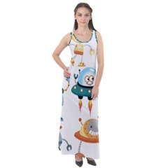 Vector-set-funny-robots-cartoon Sleeveless Velour Maxi Dress