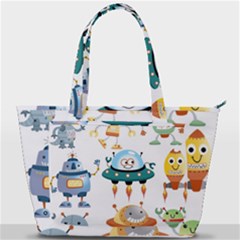 Vector-set-funny-robots-cartoon Back Pocket Shoulder Bag 