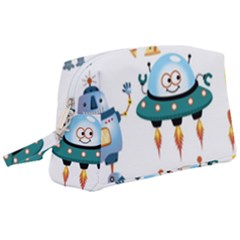 Vector-set-funny-robots-cartoon Wristlet Pouch Bag (large) by Jancukart