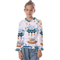 Vector-set-funny-robots-cartoon Kids  Frill Detail Tee