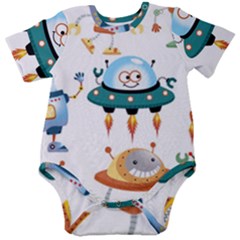 Vector-set-funny-robots-cartoon Baby Short Sleeve Onesie Bodysuit by Jancukart