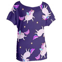 Fantasy-fat-unicorn-horse-pattern-fabric-design Women s Oversized Tee