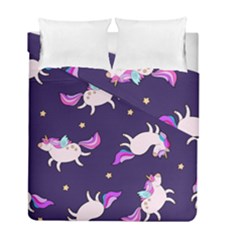 Fantasy-fat-unicorn-horse-pattern-fabric-design Duvet Cover Double Side (full/ Double Size) by Jancukart