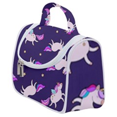 Fantasy-fat-unicorn-horse-pattern-fabric-design Satchel Handbag