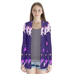 Fantasy-fat-unicorn-horse-pattern-fabric-design Drape Collar Cardigan