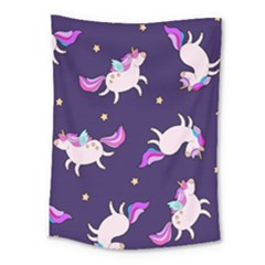 Fantasy-fat-unicorn-horse-pattern-fabric-design Medium Tapestry by Jancukart