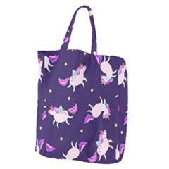 Fantasy-fat-unicorn-horse-pattern-fabric-design Giant Grocery Tote