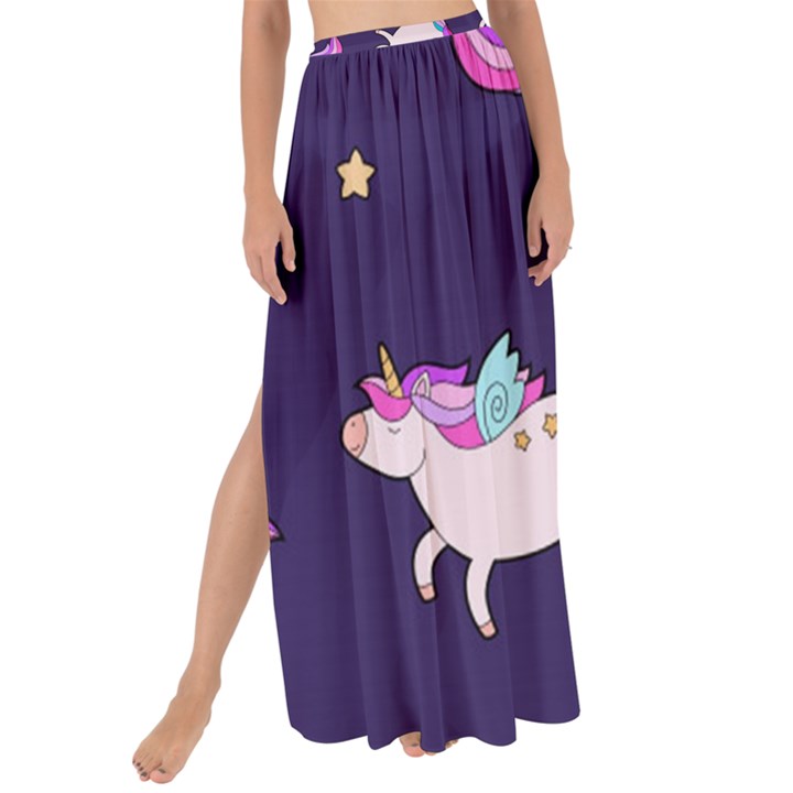 Fantasy-fat-unicorn-horse-pattern-fabric-design Maxi Chiffon Tie-Up Sarong