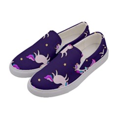 Fantasy-fat-unicorn-horse-pattern-fabric-design Women s Canvas Slip Ons by Jancukart