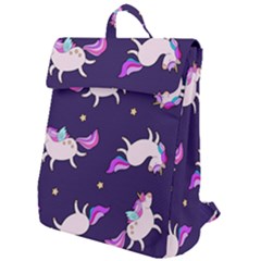 Fantasy-fat-unicorn-horse-pattern-fabric-design Flap Top Backpack