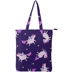 Fantasy-fat-unicorn-horse-pattern-fabric-design Double Zip Up Tote Bag by Jancukart