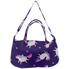 Fantasy-fat-unicorn-horse-pattern-fabric-design Removal Strap Handbag by Jancukart