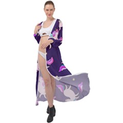 Fantasy-fat-unicorn-horse-pattern-fabric-design Maxi Chiffon Beach Wrap