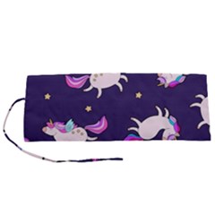 Fantasy-fat-unicorn-horse-pattern-fabric-design Roll Up Canvas Pencil Holder (s) by Jancukart