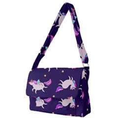 Fantasy-fat-unicorn-horse-pattern-fabric-design Full Print Messenger Bag (l)