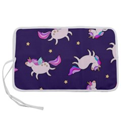 Fantasy-fat-unicorn-horse-pattern-fabric-design Pen Storage Case (l) by Jancukart