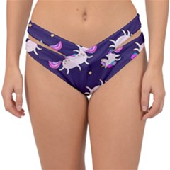 Fantasy-fat-unicorn-horse-pattern-fabric-design Double Strap Halter Bikini Bottom