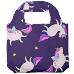 Fantasy-fat-unicorn-horse-pattern-fabric-design Foldable Grocery Recycle Bag by Jancukart