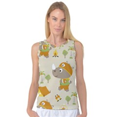 Seamless-pattern-vector-with-funny-boy-scout-scout-day-background Women s Basketball Tank Top