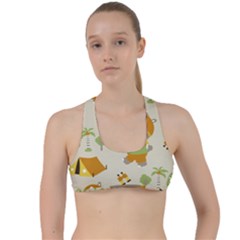 Seamless-pattern-vector-with-funny-boy-scout-scout-day-background Criss Cross Racerback Sports Bra