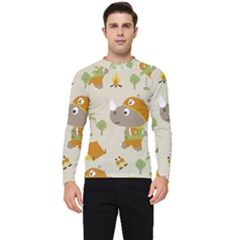 Seamless-pattern-vector-with-funny-boy-scout-scout-day-background Men s Long Sleeve Rash Guard