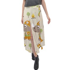 Seamless-pattern-vector-with-funny-boy-scout-scout-day-background Velour Split Maxi Skirt