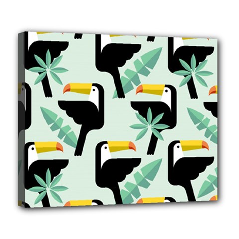 Seamless-tropical-pattern-with-birds Deluxe Canvas 24  X 20  (stretched)