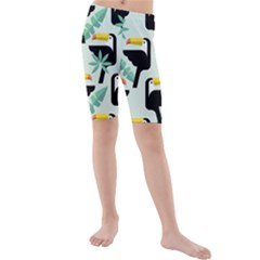 Seamless-tropical-pattern-with-birds Kids  Mid Length Swim Shorts