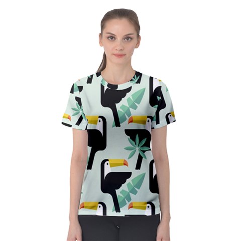 Seamless-tropical-pattern-with-birds Women s Sport Mesh Tee by Jancukart