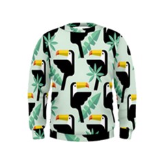 Seamless-tropical-pattern-with-birds Kids  Sweatshirt