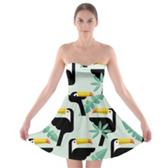 Seamless-tropical-pattern-with-birds Strapless Bra Top Dress