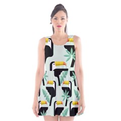 Seamless-tropical-pattern-with-birds Scoop Neck Skater Dress by Jancukart