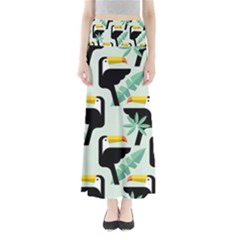 Seamless-tropical-pattern-with-birds Full Length Maxi Skirt by Jancukart