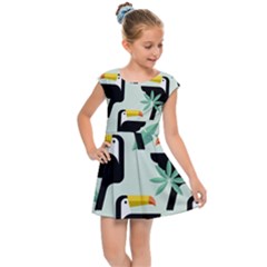 Seamless-tropical-pattern-with-birds Kids  Cap Sleeve Dress