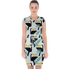 Seamless-tropical-pattern-with-birds Capsleeve Drawstring Dress 