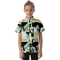 Seamless-tropical-pattern-with-birds Kids  Short Sleeve Shirt