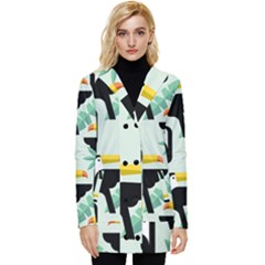 Seamless-tropical-pattern-with-birds Button Up Hooded Coat 