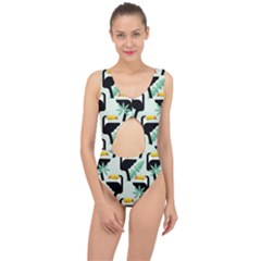 Seamless-tropical-pattern-with-birds Center Cut Out Swimsuit by Jancukart