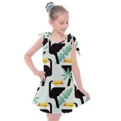 Seamless-tropical-pattern-with-birds Kids  Tie Up Tunic Dress