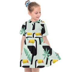 Seamless-tropical-pattern-with-birds Kids  Sailor Dress