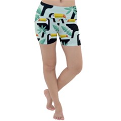 Seamless-tropical-pattern-with-birds Lightweight Velour Yoga Shorts