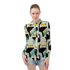 Seamless-tropical-pattern-with-birds Long Sleeve Chiffon Shirt