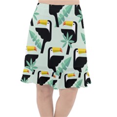 Seamless-tropical-pattern-with-birds Fishtail Chiffon Skirt by Jancukart