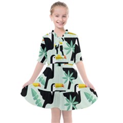 Seamless-tropical-pattern-with-birds Kids  All Frills Chiffon Dress