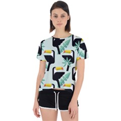 Seamless-tropical-pattern-with-birds Open Back Sport Tee