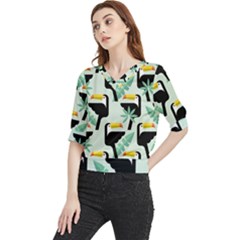 Seamless-tropical-pattern-with-birds Quarter Sleeve Blouse