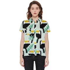 Seamless-tropical-pattern-with-birds Short Sleeve Pocket Shirt