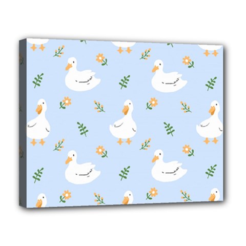 Duck-flower-seamless-pattern-background Canvas 14  X 11  (stretched) by Jancukart