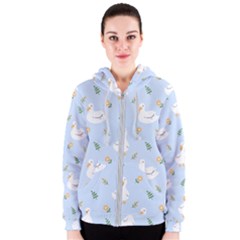 Duck-flower-seamless-pattern-background Women s Zipper Hoodie